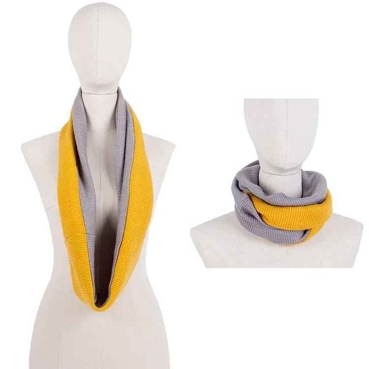 New type neck warmer snood casual lady fashion snood two tones plain circle knitted infinity  for woman