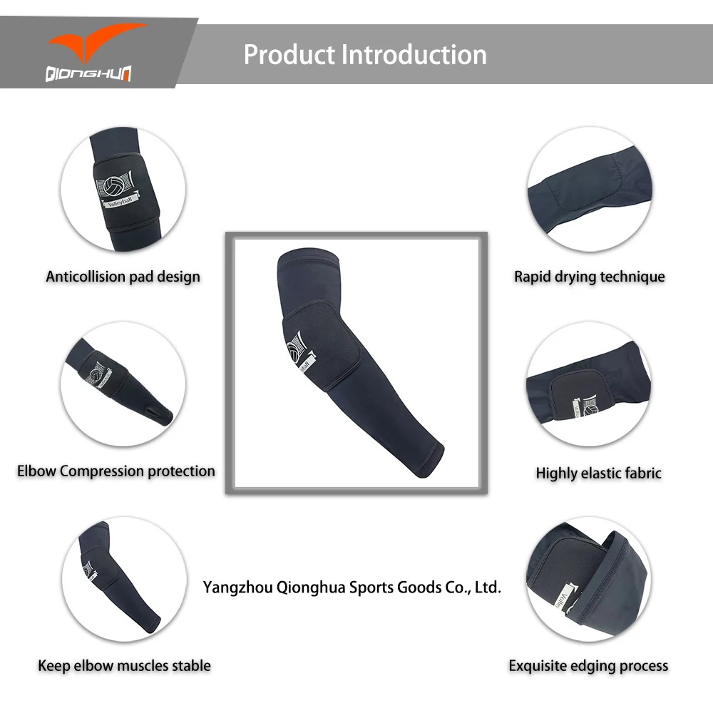 Custom Badminton Tennis Basketball Shooting Nylon Compression Elbow Padded Arm Sleeve