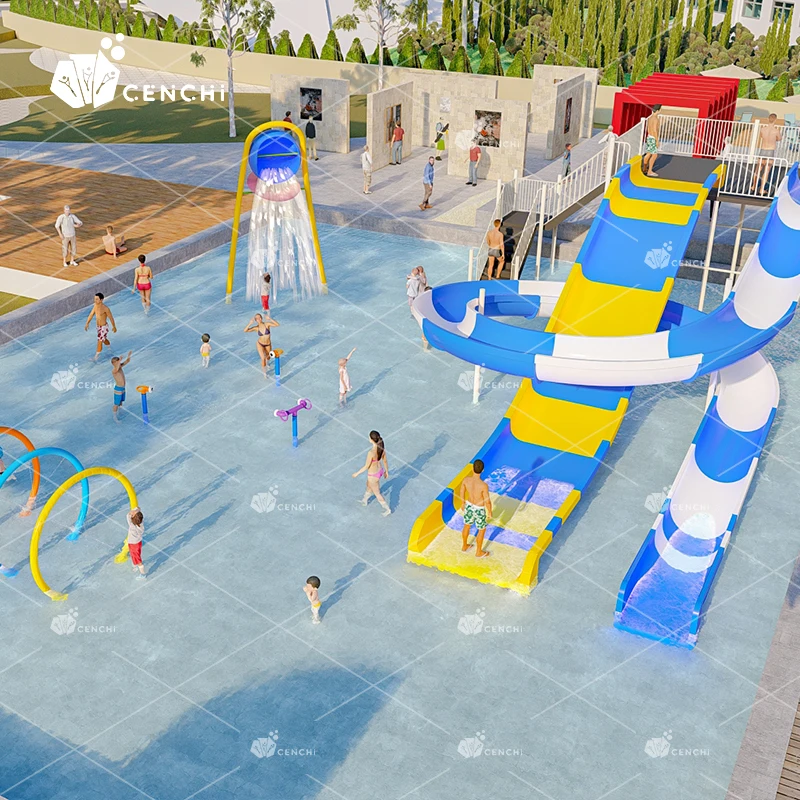 Cenchi Campground Residential Public Camping Interactive Splash Park Playground Swimming Pools Slides Water Rides for Kids