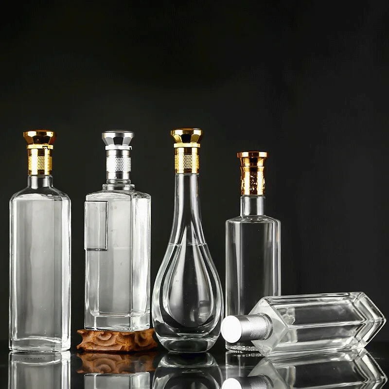 500ml 16OZ Empty Clear Round Vodka Tequila Brandy Whisky Liquor Glass Bottle