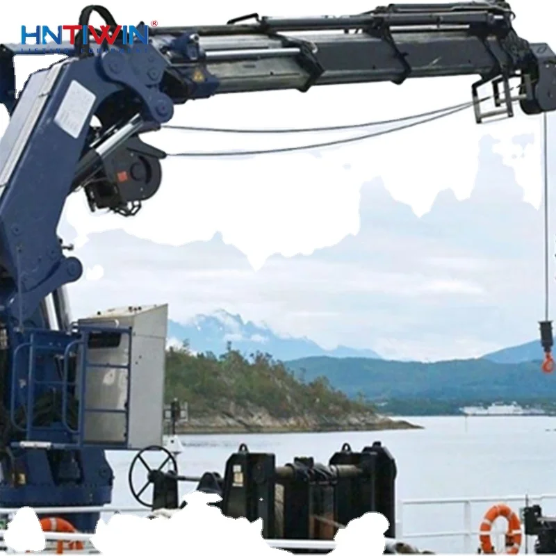High quality HNTIWIN 5ton 8ton 10ton hydraulic knuckle boom deck marine crane with discounted price