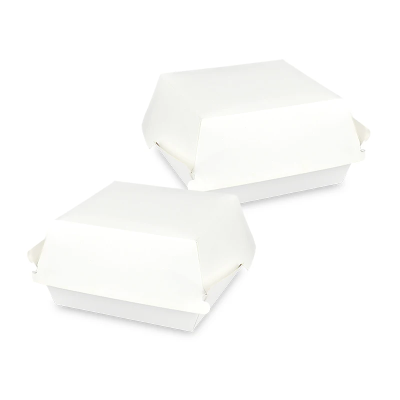 Самая популярная коробка для бургеров из белой бумаги безопасная доставки и еды на вынос выдерживает деформацию-для суши-салатов упаковки продуктов