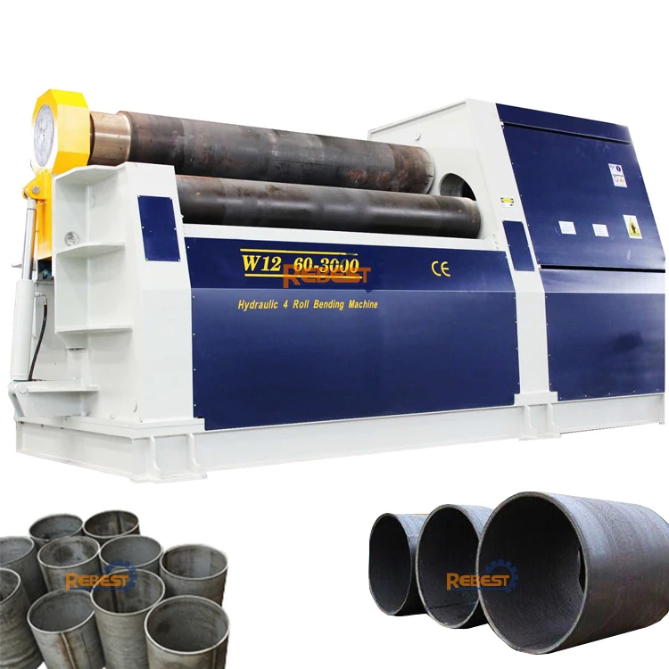 W12-25x2000 Heavy Duty CNC Hydraulic Sheet Metal Steel 4 Roller Plate Rolling Machine Cone Bending Machine