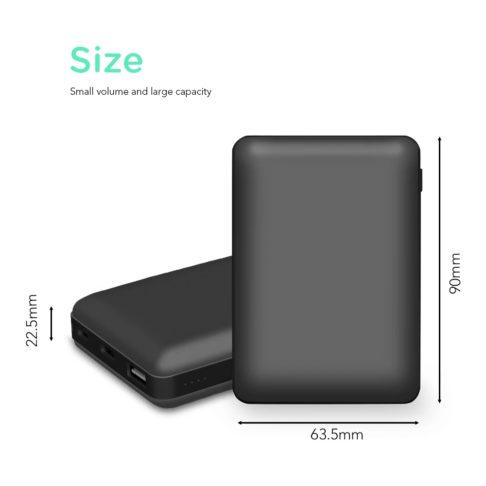 Corporate gifts 2020 mini powerbank micro usb and type c input 10000 mAh power bank for all smartphones