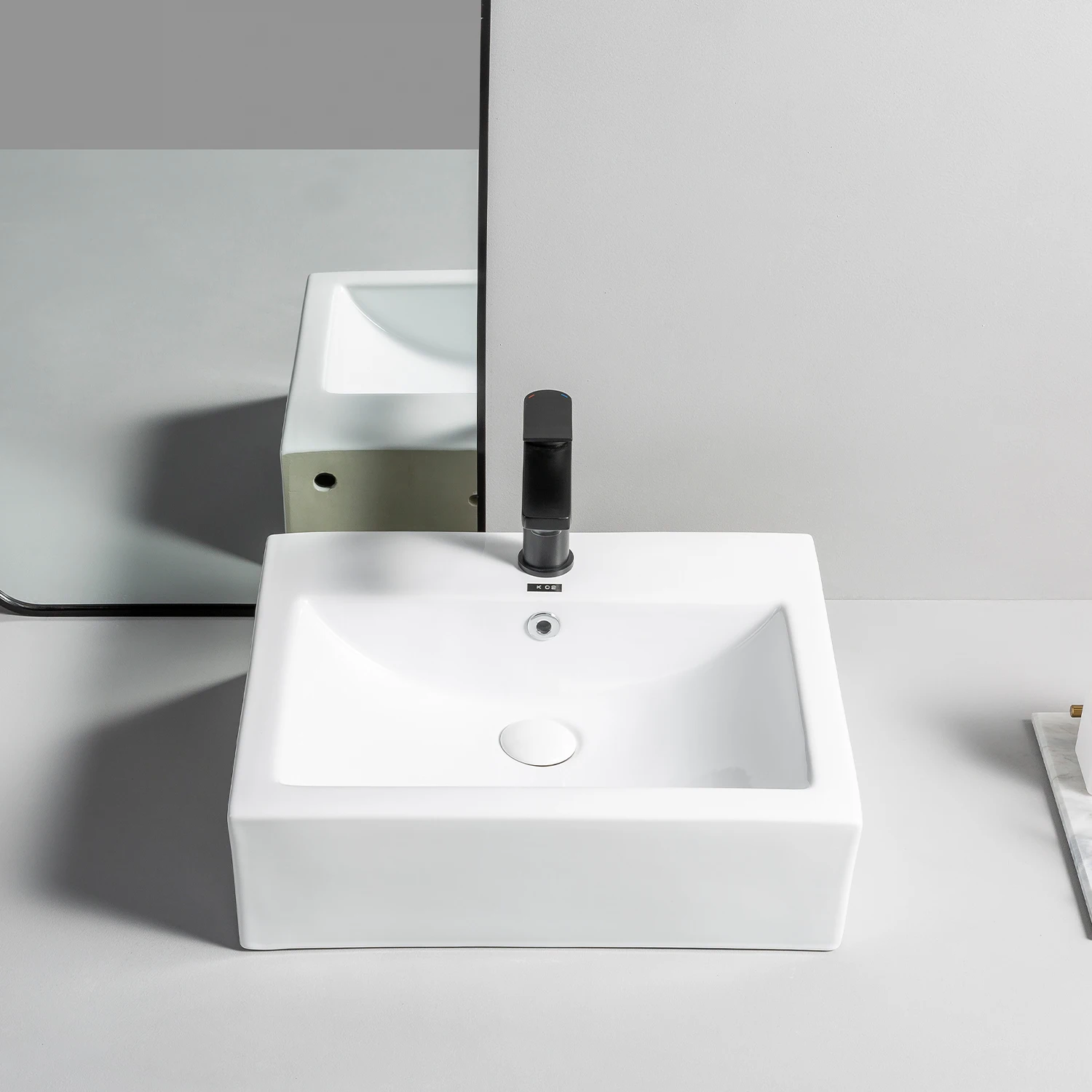 Square Vessel  Lavatory Bathroom Ceramic Wash Hand Basin Sinks Above Counter Art Basin Porcelain  Table Top Mounted