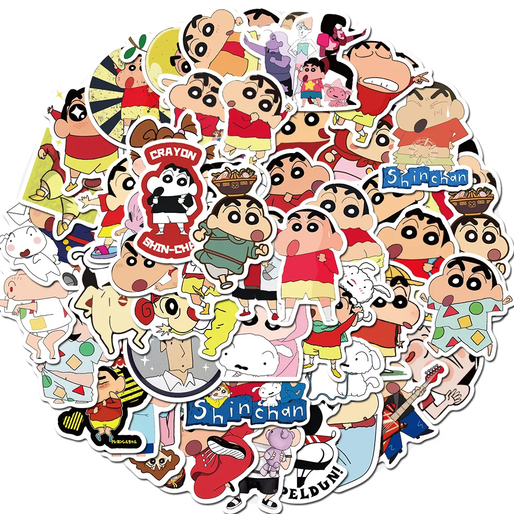 
50pcs/pack Creative Japanese cartoon animation Crayon Shin-chan Waterproof stickers mobile phone tablets bicycles students label 