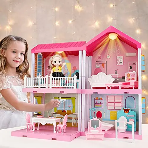 RTS Wholesale fashion Dollhouse wooden miniature furniture toys poppenhuis roombox DIY style doll house sets for girls