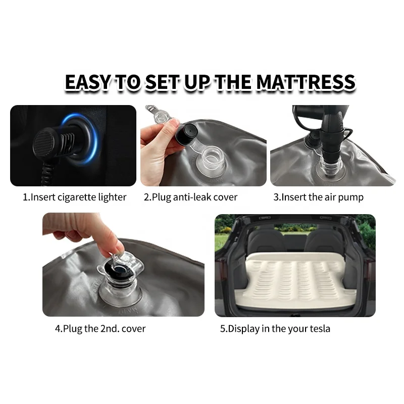 Anjuny Car Air Mattress Inflatable Camping Travel Sleeping Bed Pad Modely Foldable Car Tesla Mattress