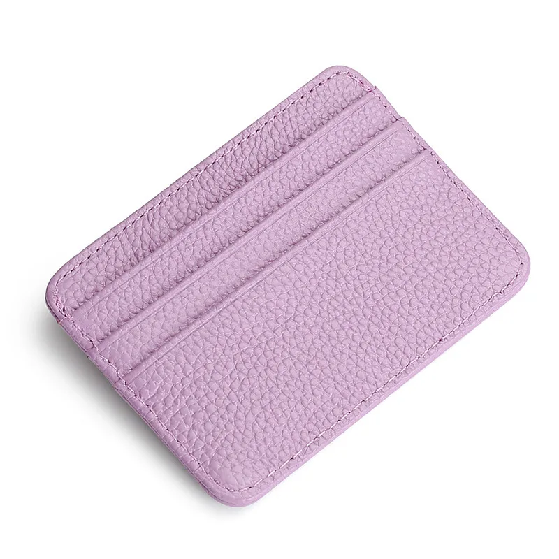 Custom Logo Trading Card Sleeves Bus Id Card Holder Genuine Leather Credit Cards Holder
