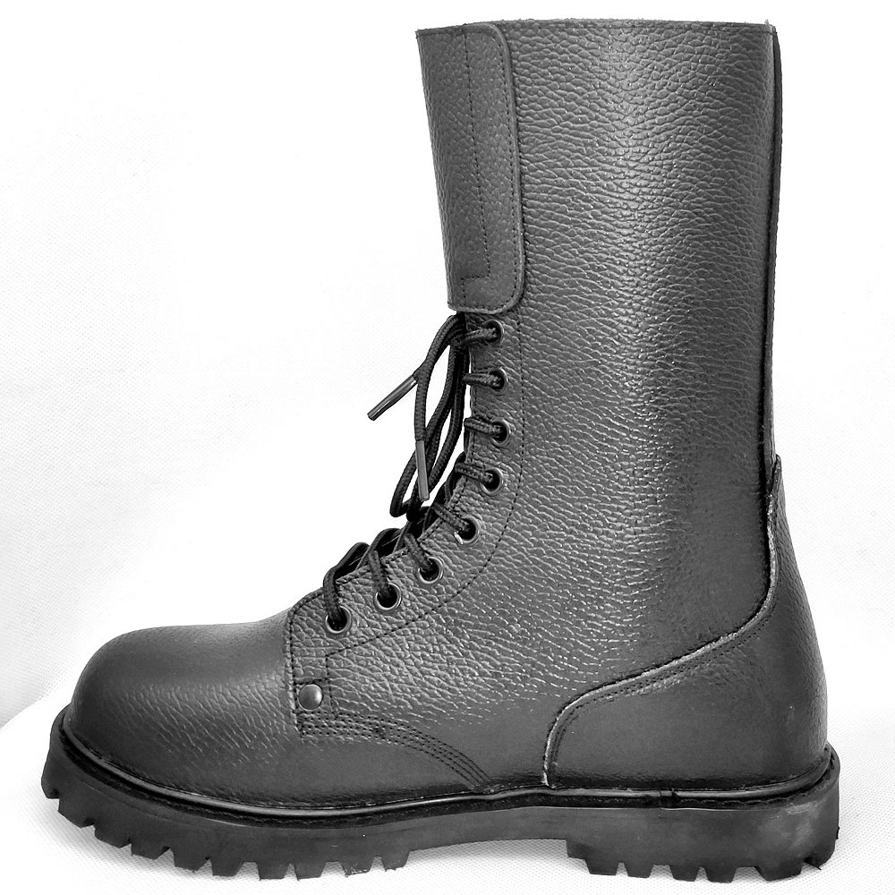 Mens Black Working Sport Solid Split Leather Tactical Combat Safety Boots
