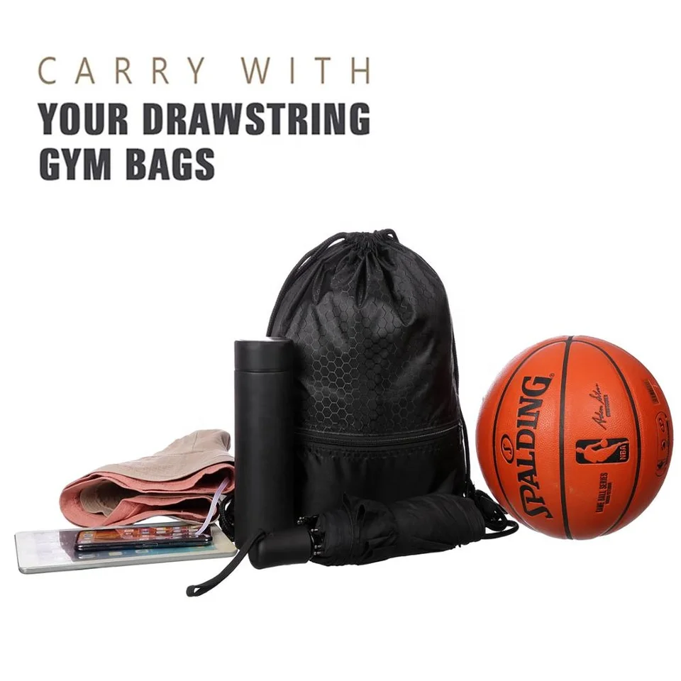 Waterproof Fabric Backpack Customize Sports Nylon Polyester Recycled Drawstring Bag with Logo