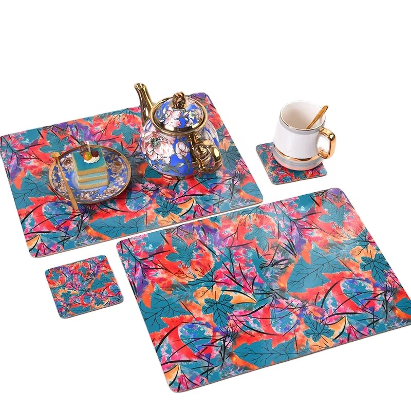 Custom Printed Logo Waterproof Mdf Cork Sublimation Hardboard Cork Backed Placemats Set for Dining Table Luxury