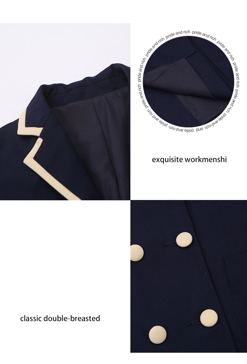 OEM British preppy style kids clothing uniform blazer navy children school suit formal boy and girl student apparel