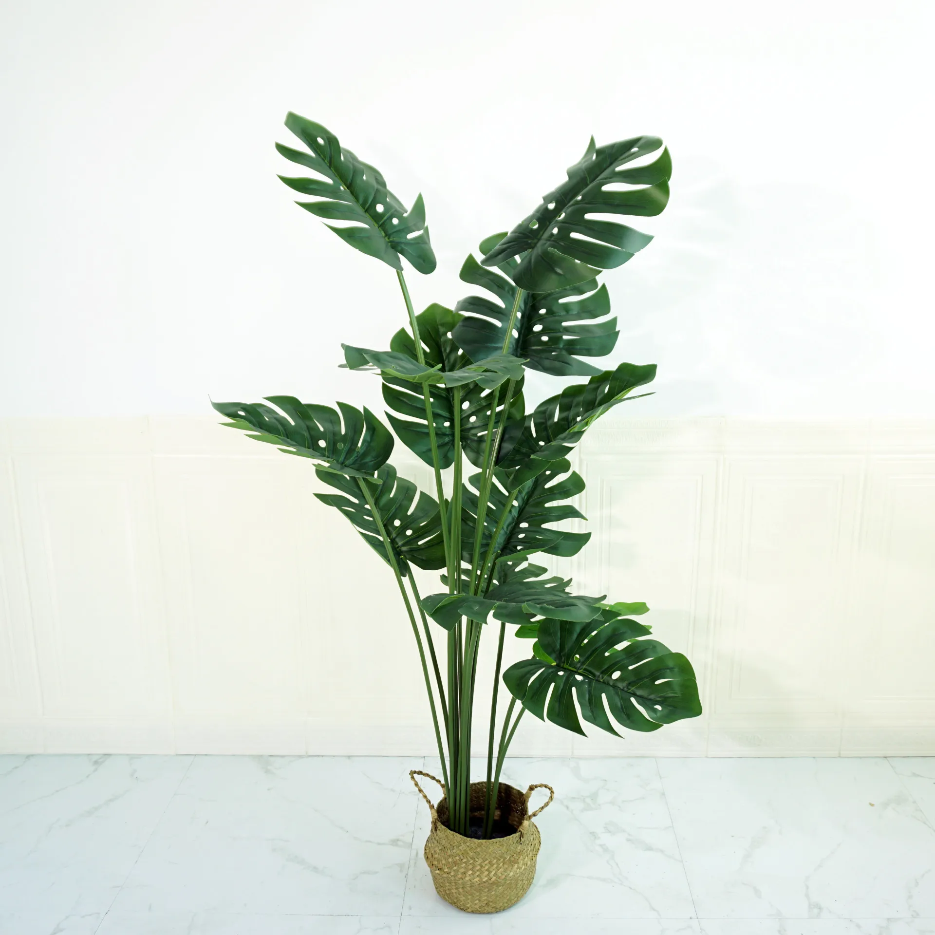 4.5ft Simulated Bonsai Greenery Landscape Decoration monstera variegata Artificial Trees and Plants