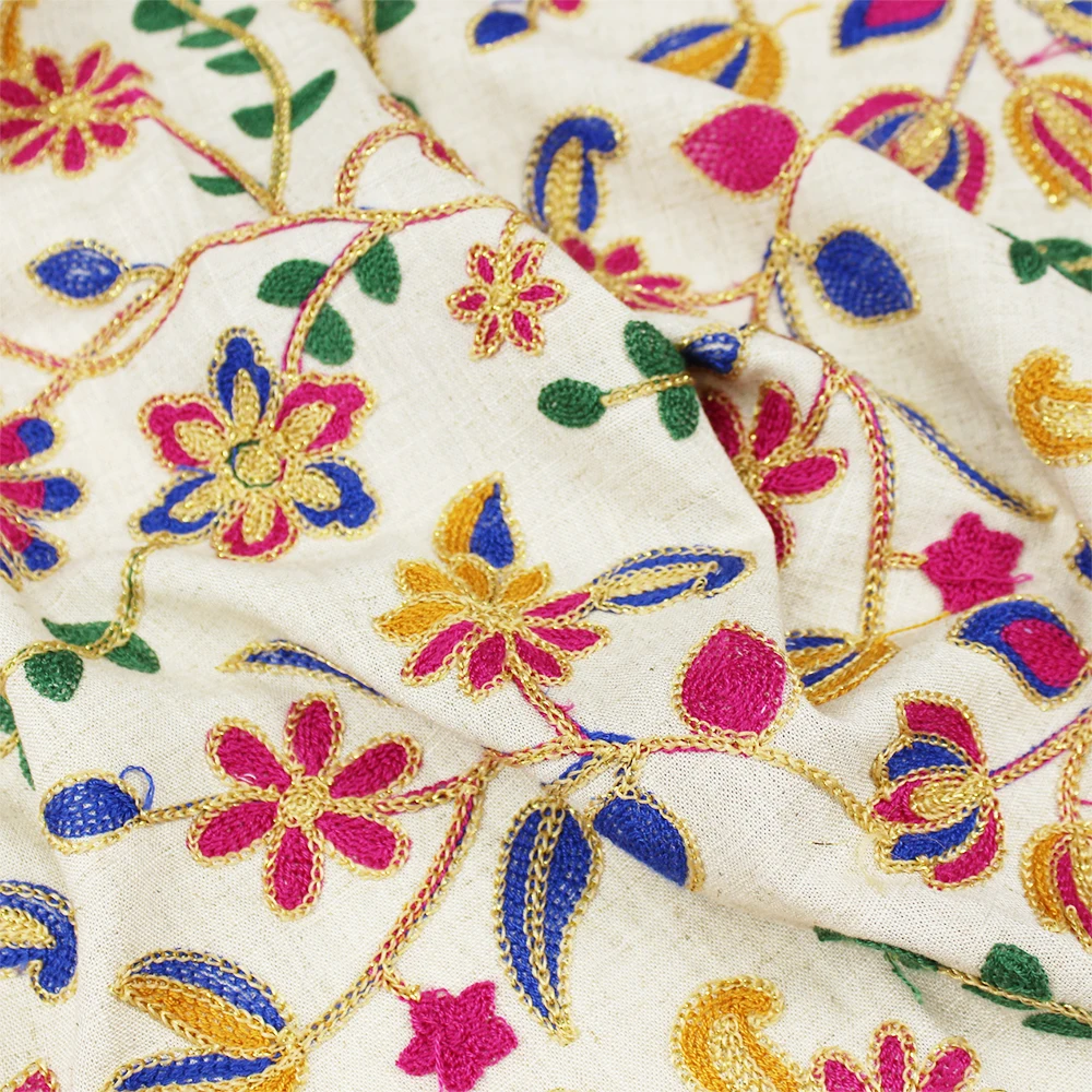New Gorgeous Linen Viscose Slub Embroidery For Ethnic Garments And Lehenga