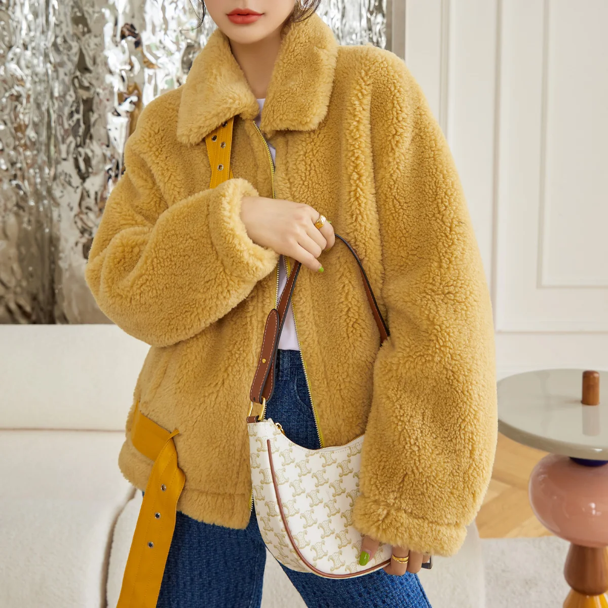 Winter Faux Fur Lamb Women Coat Outwear Coats For Men Winter Brand