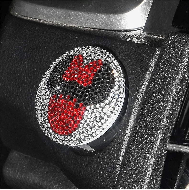 One-button Start Cover Diamond-encrusted Protective Cover Decorative Stickers Ignition Start Ring Button Decorative Cover