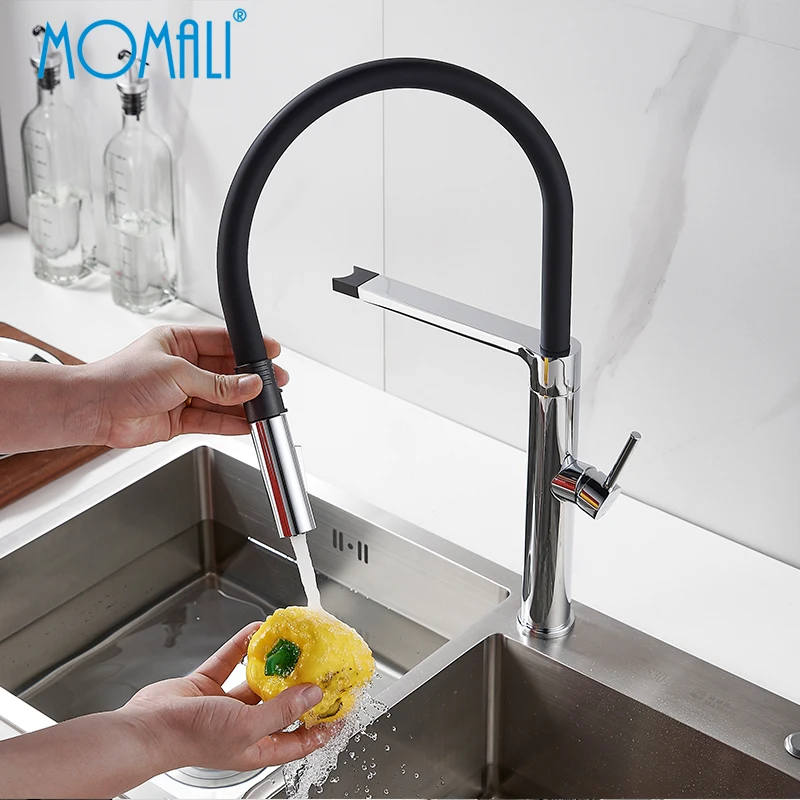 Momali 36 years for trust high brass content modern design luxury smart black kitchen faucet
