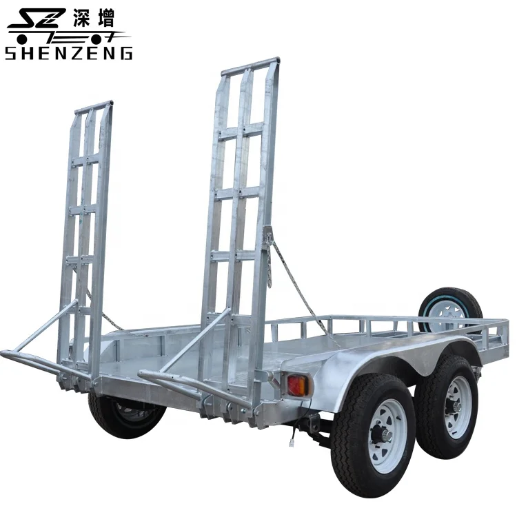 Tandem axle box cage excavator trailer with ramp used for car