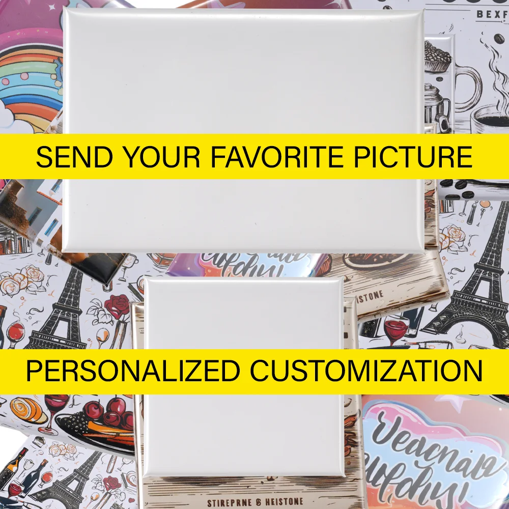 Tinplate fridge magnets 50x50mm badge square fridge magnet making   metal crafts rectangle custom design fridge magnets