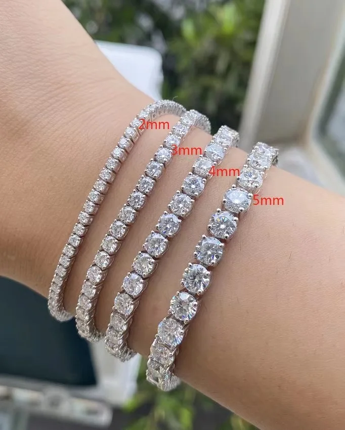Women Jewelry Spring Buckle 925 Silver VVS Moissanite Cluster Tennis Bracelet Iced Out Lab Grown Diamond Tennis Bracelet For Men