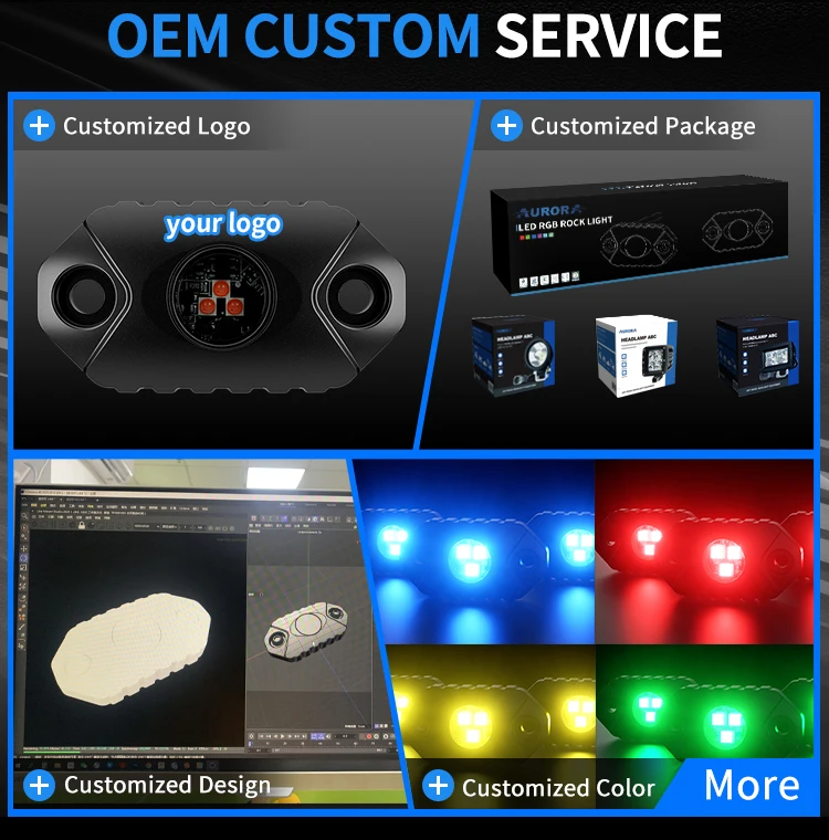 AURORA Patent New IP68 Waterproof led rock lights Marine Single Blue/Green/ Red/ White Color Mini Rock Light