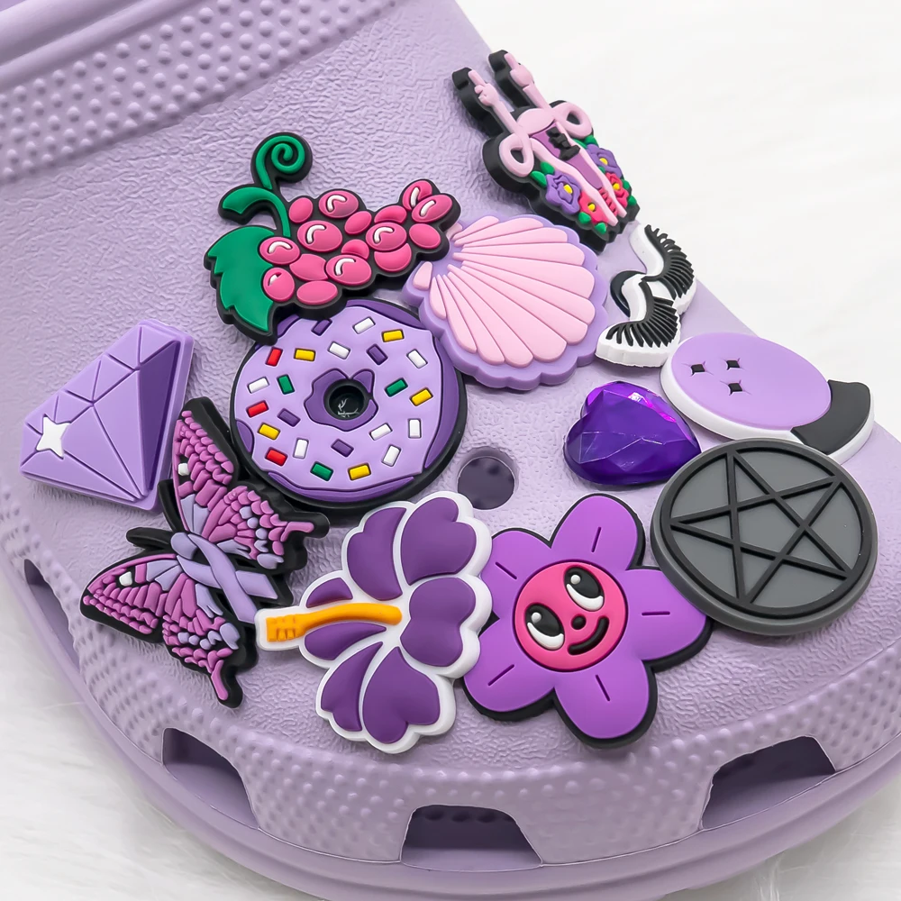 Colorful Shoe Decoration Pvc Pvc New Arrival 2d butterfly Purple Topic Cow Animal Hot Sale Designer Custom Shoe Shoe Charms