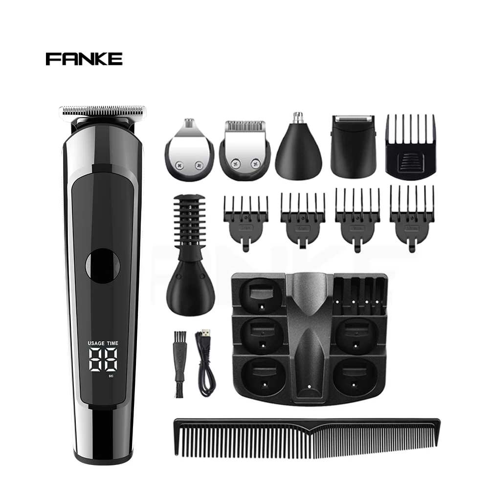 Portable Multi-Function Hair and Beard Trimmer Set Waterproof Rechargeable Cordless Men Electric Barber Clipper Set
