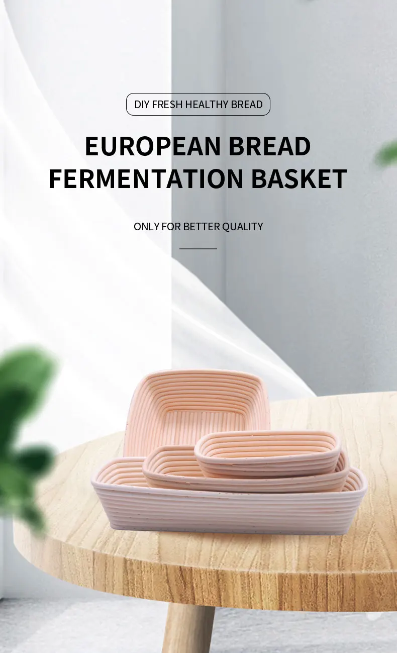 Customized Rectangle Rattan Proving Basket Wood Bottom Handmade Cane Bannetons for Proving Bread