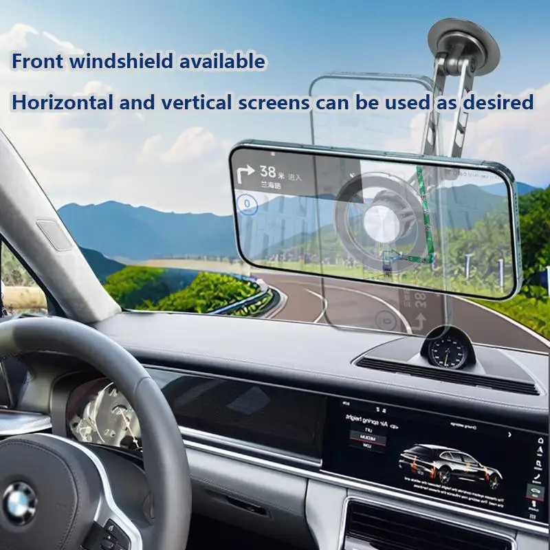 Dashboard Phone Car Mount Aluminum Alloy 360 Rotatable Foldable Magnetic Holder Super Strong Magnet Bracket