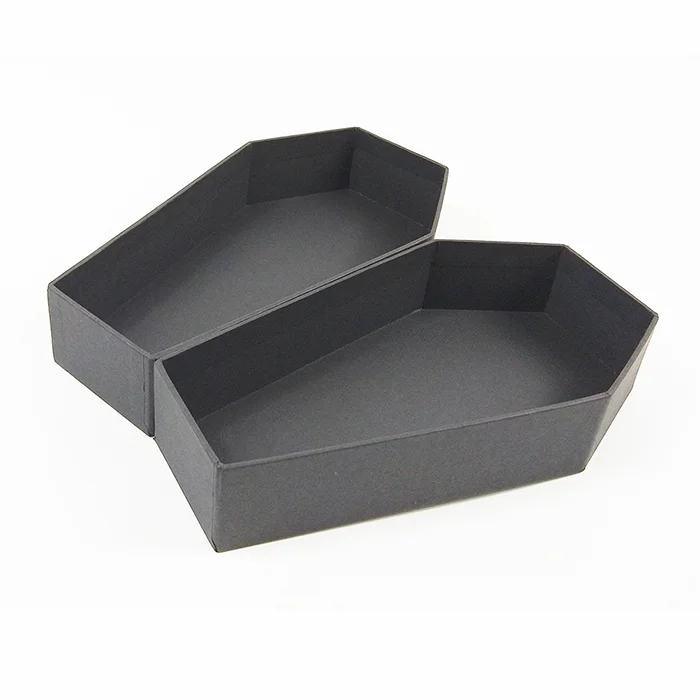 Custom small  mini black paper cardboard Gothic coffin shape  makeup nail tips shoe jewelry clothing packaging  gift box
