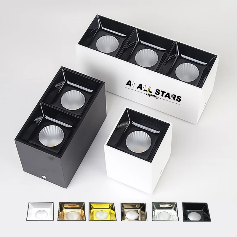 Surface Mounted Downlight 5W 7W 10W 15W Double Head Square LED Ceiling Light Anti-glare Aluminum Downlight Home Decor Lighting