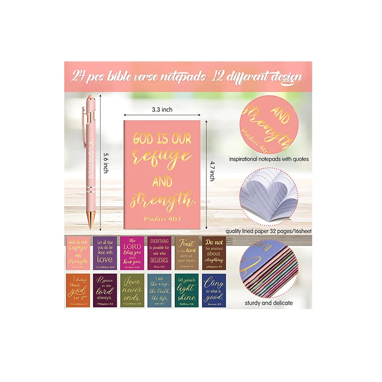 factor oem popular design Multiple colors bible accessories sets Bible Verses notebook Set Key chain fancy Bible Annotation kit