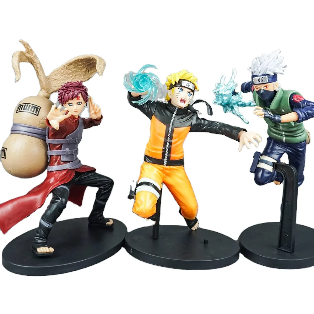 Hot-selling Anime Narutos Pvc Cartoon Ornaments Uchiha Sasuke Gaara Kakashi Action Figures for Kids