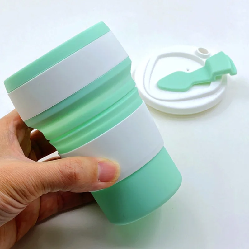 Foldable Tea Cup Mug Eco Friendly Cafe Tool Reusable Portable Fit Travel Office 350ML Food Grade Silicone Collapsible Coffee Cup