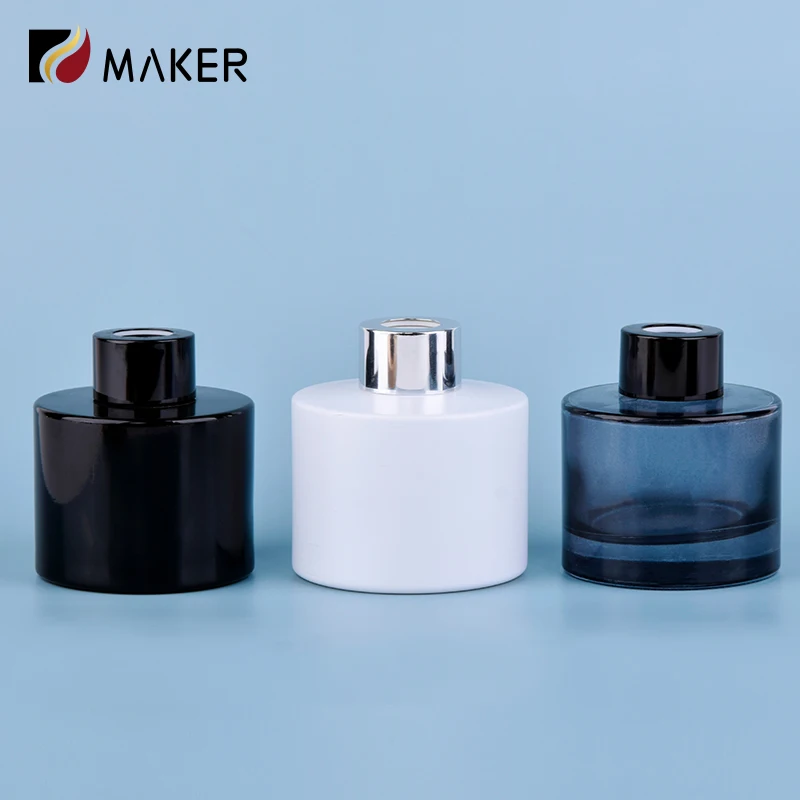 Empty 100ml round reed diffuser aroma glass bottle wholesale simple blue gray black 150ml 200ml empty perfume diffuser bottle