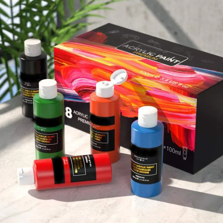 Acrylic Paint Set 18 Colors /Tubes 100ml 3.4 Oz  Non Toxic Non Fading Rich Pigments for Artist Hobby Painters Adults & Kids