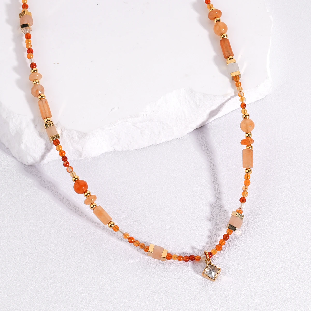 2024 Hot Style Charm Beads Accessories Zircon Pendant Jewelry Natural Stone Beaded Necklaces for Women