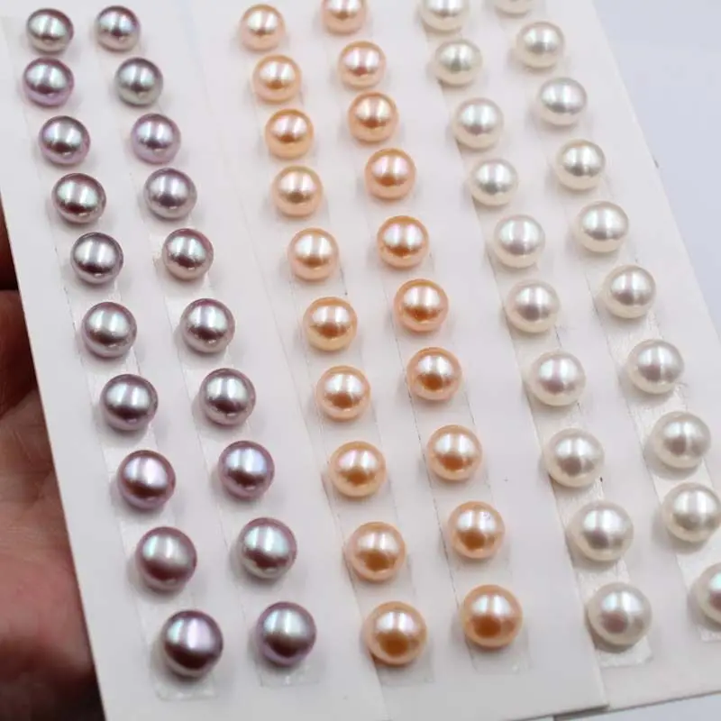 
cultured freshwater pearls half drilled hole wholesale button 3-15mm 3A 4A real natural pearl in loose freshwater akoya pearls 