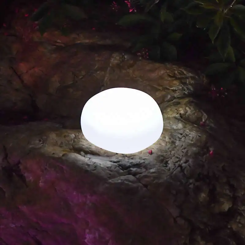 Outdoor Garden Ornaments Waterproof RGB LED Light Decorative Pebble Stone Solar Lawn Lamp with Ground Spike
