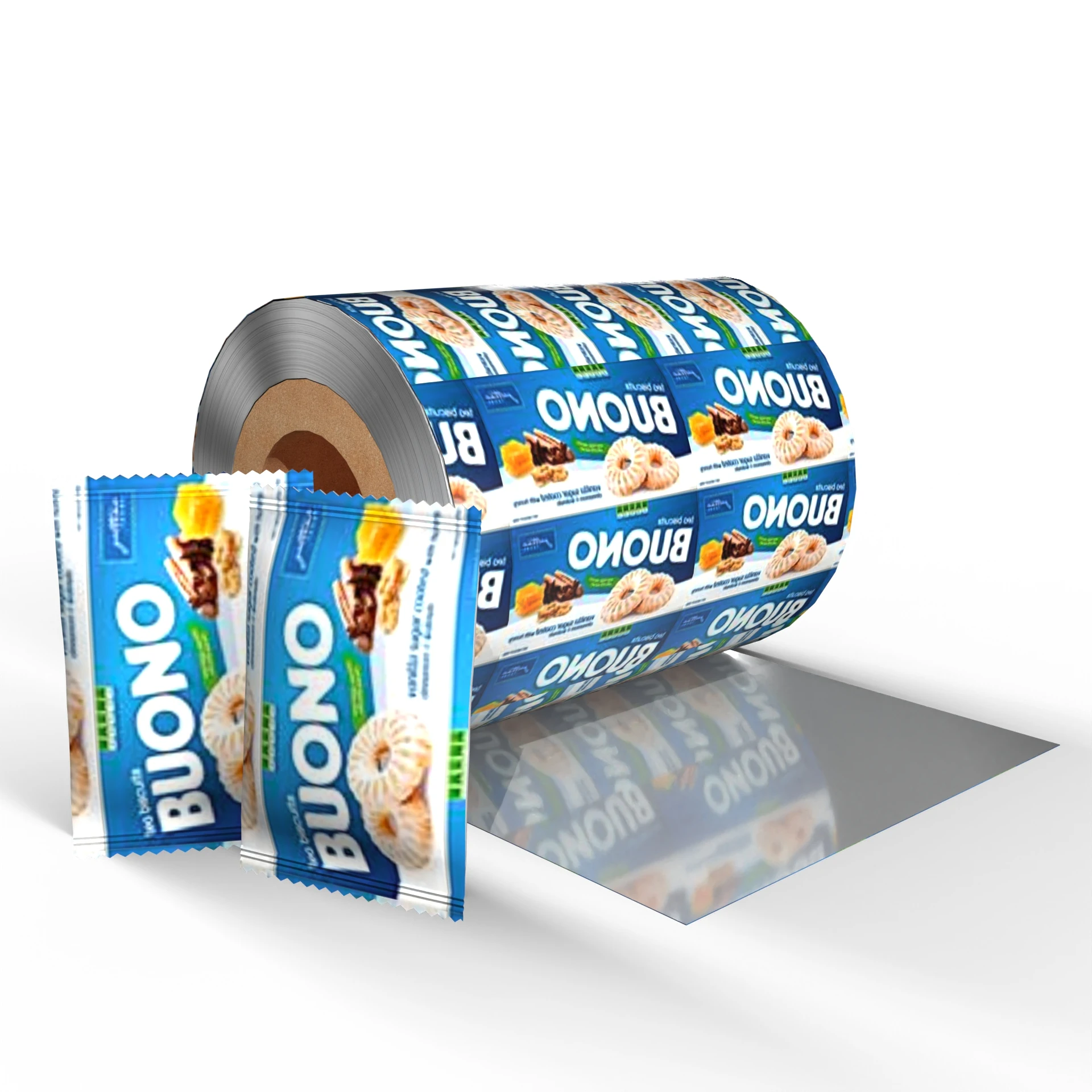 Custom Printed Metallic Aluminum Foil Laminated Food Packaging Film Roll Dried Fruit Aluminum Foil Film Roll