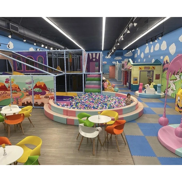 Candy theme kids amusement equipment game soft indoor play equipment kids large indoor playground with slide amusement park