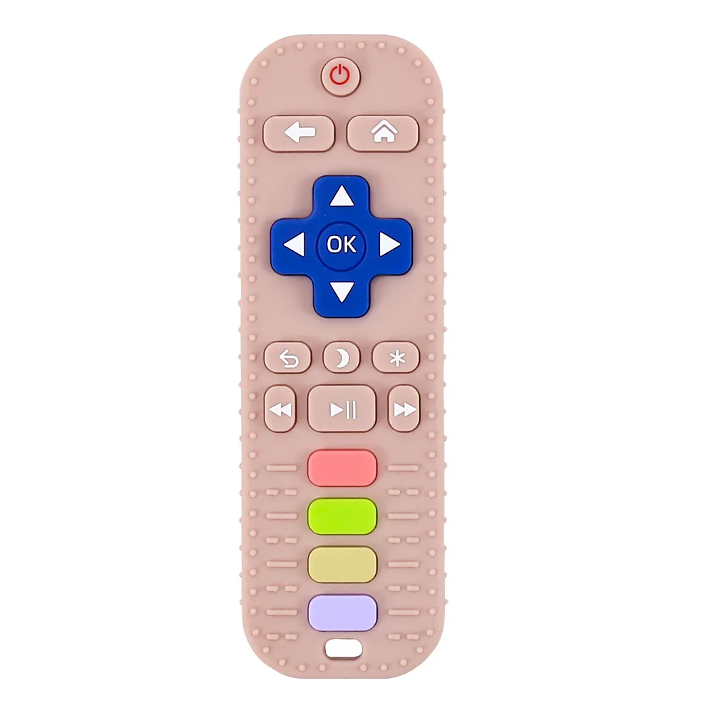 Wholesale TV Remote Control Shape Design Teething Toy Customize Logo BPA Free Soft Teether Silicone Baby Toy