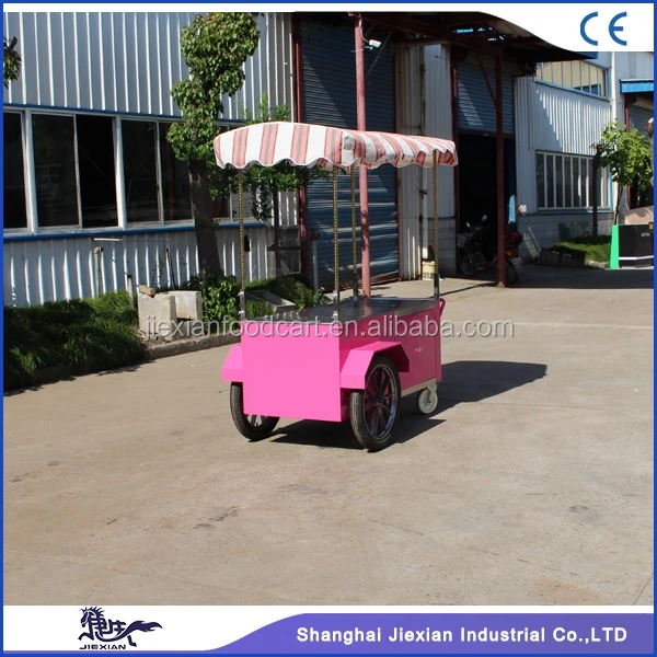 JX-IC160 Food trolley push carts mobile food ice cream cart for sale