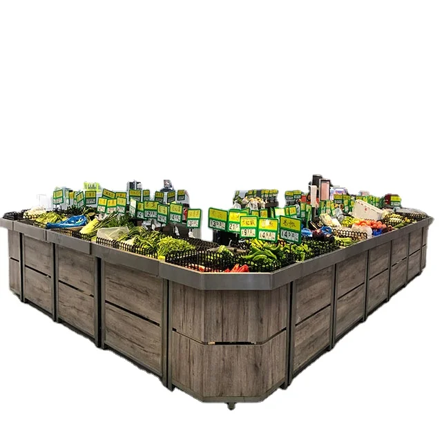 Factory direct sale wooden vegetable and fruit storage rack retail supermarket shelf