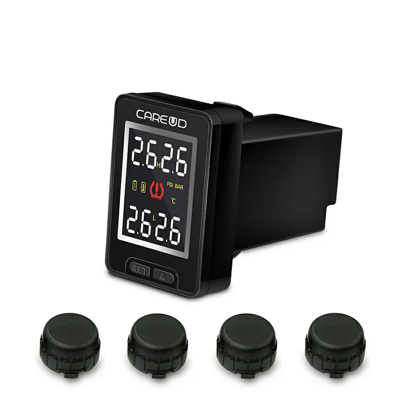 
Tire pressure monitor car built-in and external monitor wireless solar tire pressure detection TPMS 