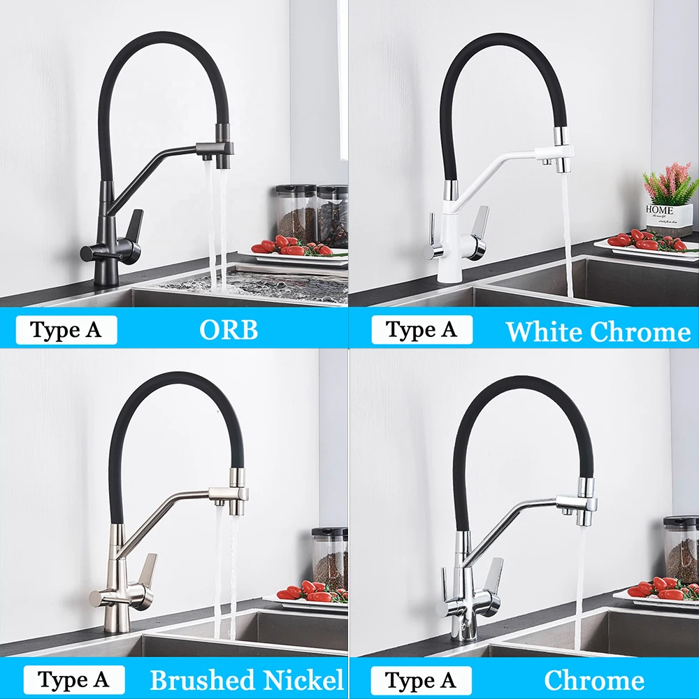 Отфильтрованные смесители для кухни выдвижной кран бронзового и черного цвета Поворот на 360 градусов тройной раковины