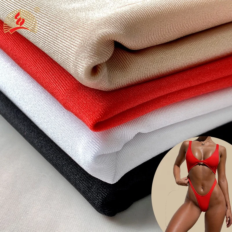 Free Sample 4 Way Stretch 85% Nylon 15% Spandex Lycra Cool Feeling Lustre Warp Jersey Knit Swimwear Swimming Suit Fabric