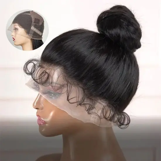 FH wholesale glueless 360 frontal wigs human hair invisible  hidden strap feature swiss transparent lace front  curly wig