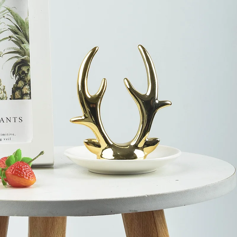 European storage tray animal cartoon ring plates ceramic crafts creative home furnishings ceramic electroplating jewelry tray